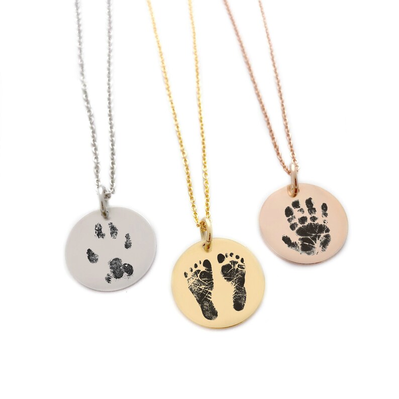 Footprint & Handprint Necklace Personalized Print Jewelry Etsy