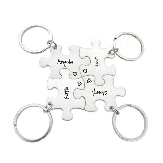 Bridesmaid Keychain Gift Puzzle Piece Set - Engraved Jewelry - Wedding - Bridal Party - Wedding Puzzle - Custom Bridesmaid Gifts - 1213