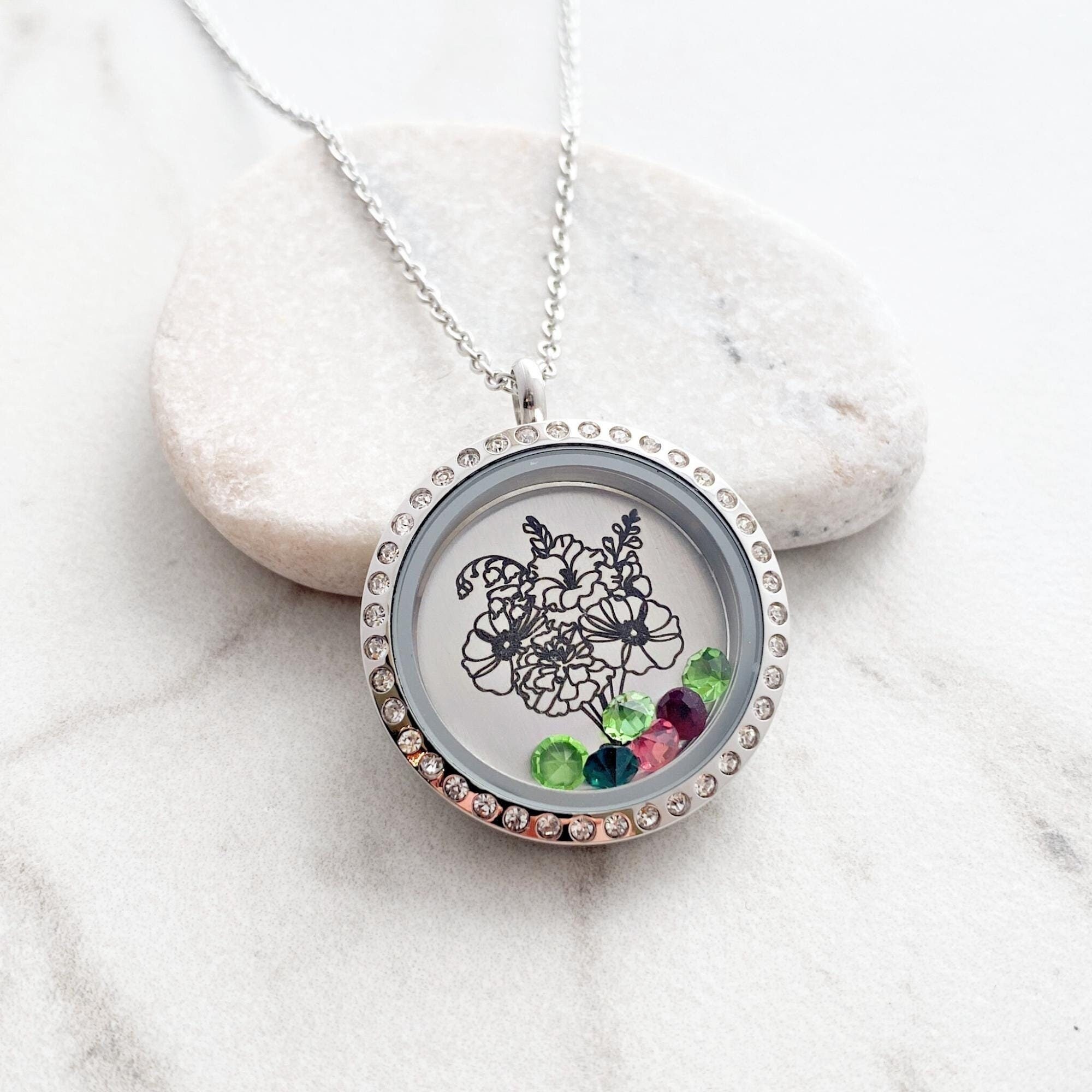 For Girls RUBYCA Floating Charm DIY Crystal Birthstone Pendant