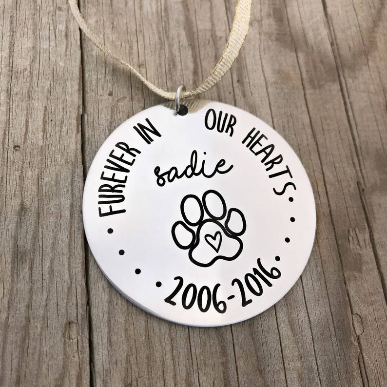 1481 Dog Ornament Personalized Dog Ornament Furever In Our Hearts Pet Loss Ornament Christmas Ornament Pet Memorial Ornament
