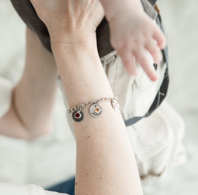 Personalized Charm Bracelet Personalized Jewelry Engraved Etsy