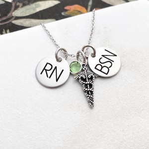 Personalized Nurse Necklace - RN BSN - Engraved Stainless Steel - Nurse Gift - Nursing Graduation - Nurse - Personalized Jewlery - 1241 immagine 2
