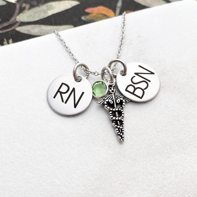 Personalized Nurse Necklace - RN BSN - Engraved Stainless Steel - Nurse Gift - Nursing Graduation - Nurse - Personalized Jewlery - 1241 immagine 2