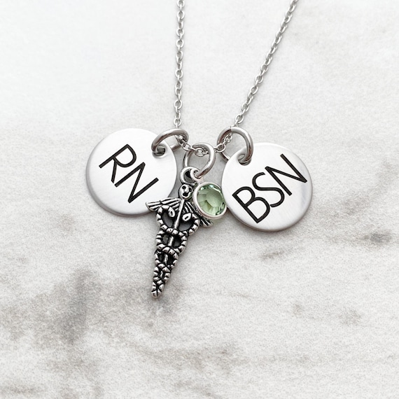 Personalized Nurse Necklace - RN BSN - Engraved Stainless Steel - Nurse Gift - Nursing Graduation - Nurse - Personalized Jewlery - 1241