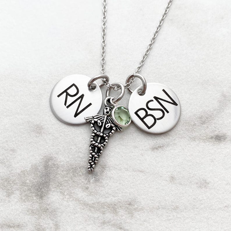 Personalized Nurse Necklace - RN BSN - Engraved Stainless Steel - Nurse Gift - Nursing Graduation - Nurse - Personalized Jewlery - 1241 immagine 1