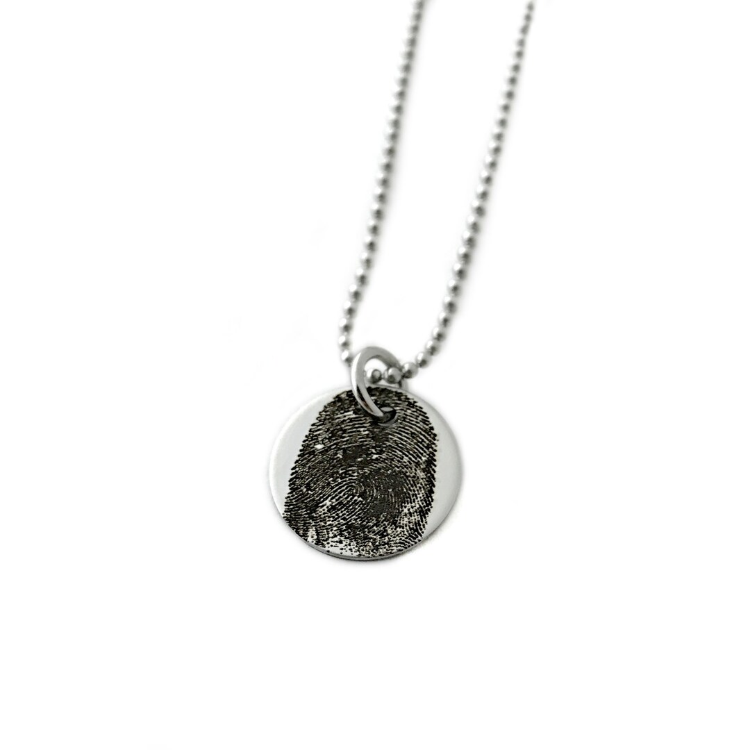 Fingerprint Jewelry Small Simplistic Memorial Necklace Fingerprint Necklace Actual Fingerprint