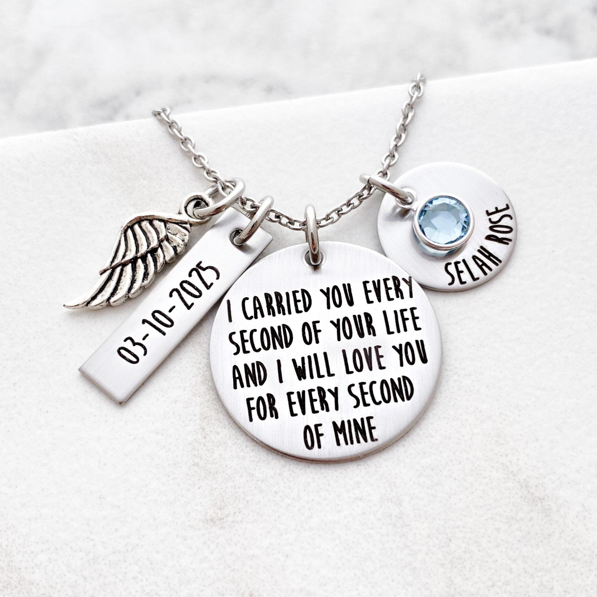 I Carried You Every Second Of Your Life - Miscarriage Remembrance - Engraved Jewelry - Miscarriage Necklace - Infant Loss Gift - 1127