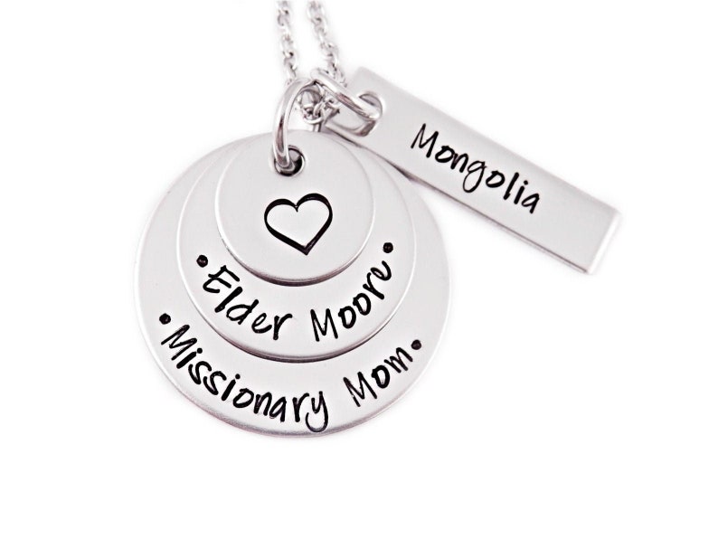 Personalized Missionary Mom Necklace Engraved Steel Missionary Necklace Mission Calling LDS Called To Serve Mormon 1222 image 1