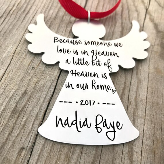 Angel Ornament 1450 Ornament Someone We Love Is In Heaven Personalized Memorial Ornament A Little Bit Of Heaven Is In Our Home Home Decor Home Living