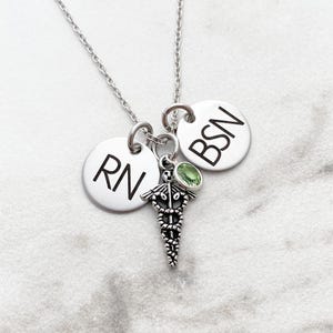 Personalized Nurse Necklace - RN BSN - Engraved Stainless Steel - Nurse Gift - Nursing Graduation - Nurse - Personalized Jewlery - 1241 immagine 3