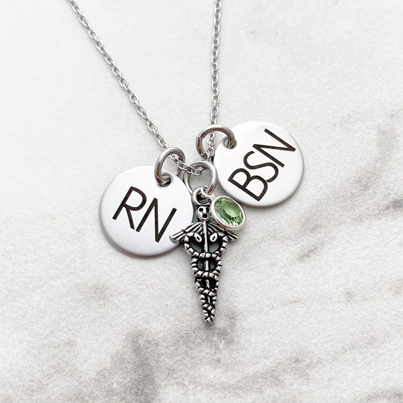 Personalized Nurse Necklace - RN BSN - Engraved Stainless Steel - Nurse Gift - Nursing Graduation - Nurse - Personalized Jewlery - 1241 immagine 3
