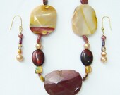 Raspberry and Caramel Mookaite necklace and earrings