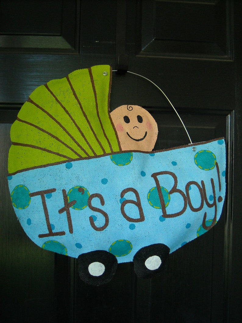 Burlap Baby Boy Door Hanger Etsy
