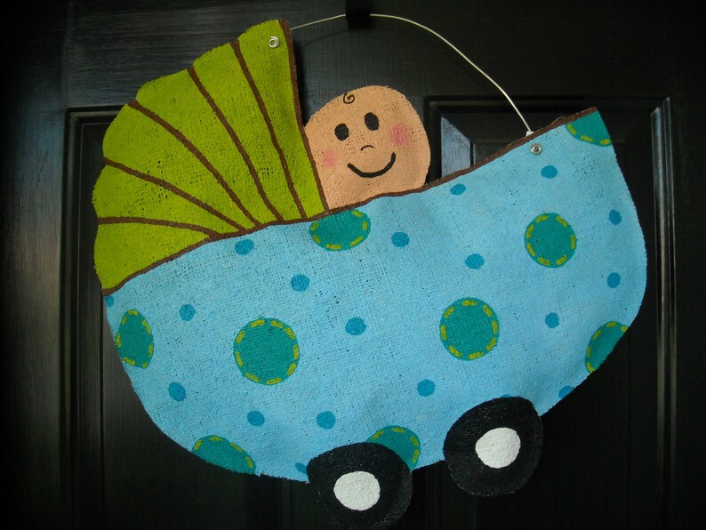 Burlap Baby Boy Door Hanger Etsy