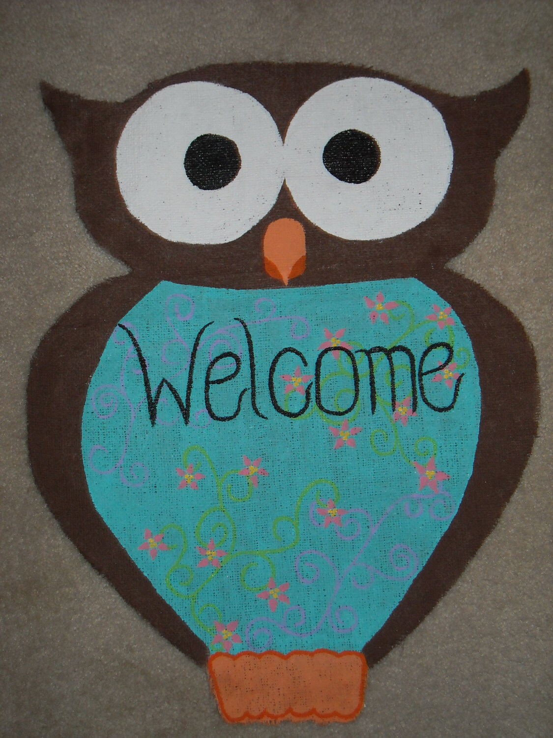 Burlap Owl Sign Etsy