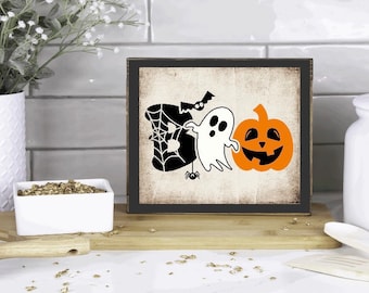 Halloween Decor, Boo sign, Halloween sign, Wood Halloween block sign, fall decor, ghost, Jack o lantern sign, boo decor, spider web