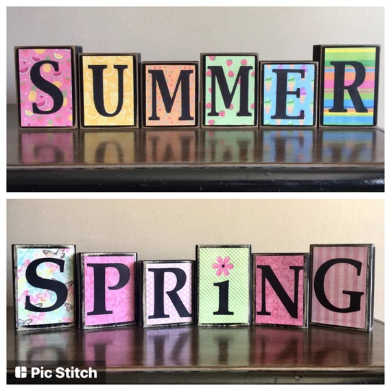 Wood Spring Blocks Reversible Sign Spring Decor Spring - Etsy