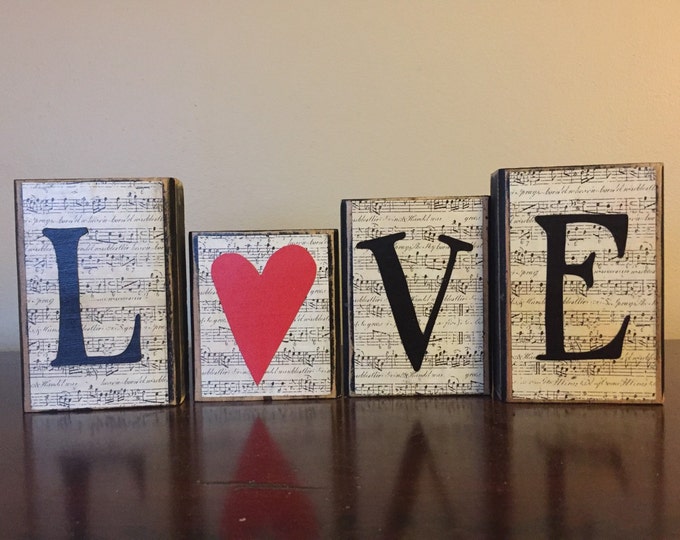 Valentine's Day Decor Wood LOVE Blocks Valentines Day | Etsy