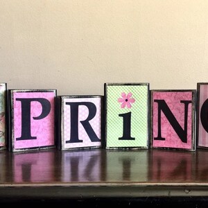 Wood Spring Blocks, Reversible Sign, Spring Decor, Spring Decoration ...