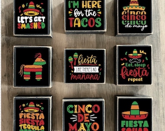 Cinco de Mayo Decor, Tiered tray decor, mini signs, cinco de Mayo blocks, party favors, margarita decor, tacos signs, tequila, cerveza