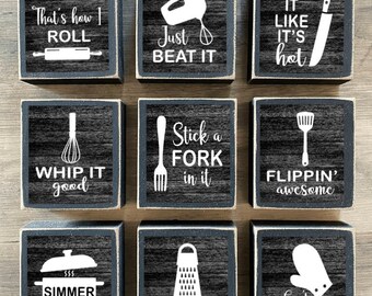 EAT Farmhouse Primitive Kitchen Rustic Stacking Blocks Handmade Wooden Sign Set EAT Farmhouse Primitive Kitchen Rustic Stacking Blocks Handmade Wooden Sign Set