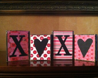 Valentine's Day - Wood XOXO blocks - Wood love valentines day Sign - Valentine's day decor - Seasonal Winter Home Decor fireplace mantel