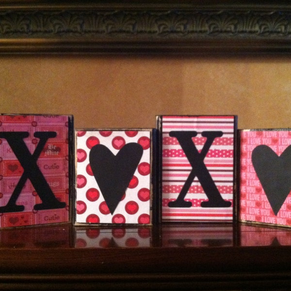 Valentine's Day - Wood XOXO blocks - Wood love valentines day Sign - Valentine's day decor - Seasonal Winter Home Decor fireplace mantel