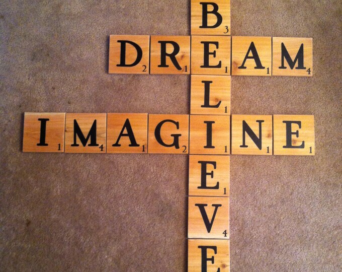 Personalized Large Wood Scrabble Wall Tiles Large Scrabble Etsy