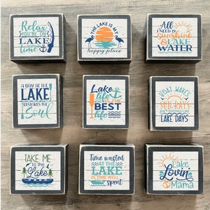 Lake Decor, Lake Tiered tray decor, lake  signs, Summer decor, lake house decor, lake is my happy place,lake life is the best life, sunshine