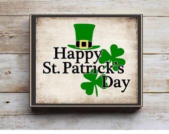 Happy St. Patrick’s Day Decor, Tiered tray decor, St Patrick’s Day sign, St. Patricks gift, Wood block, luck of Irish, wintage, shamrock