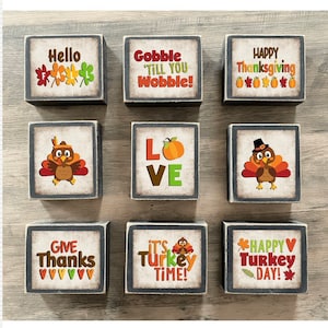 Thanksgiving decor, Thanksgiving  sign, Tiered tray decor, mini sign, cute thanksgiving, fall decor, happy turkey day, gobble til you wobble