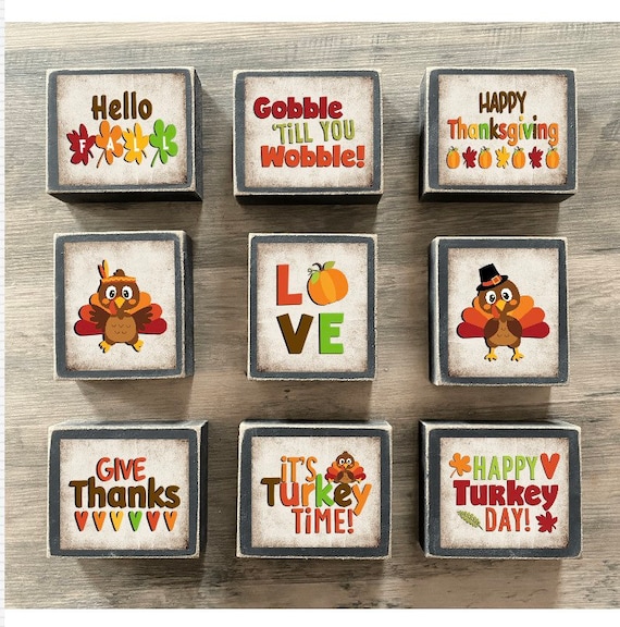 Thanksgiving decor, Thanksgiving  sign, Tiered tray decor, mini sign, cute thanksgiving, fall decor, happy turkey day, gobble til you wobble