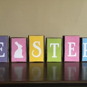 Easter Decor Wood Easter Blocks Happy Easter Spring Blocks - Etsy