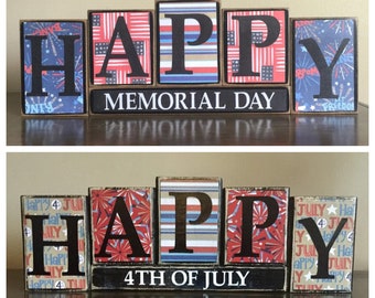 Reversible Memorial Day and July 4th sign, Happy Memorial Day Sign, Patriotic decor, USA decor, American Home Decor, 4th of July decor