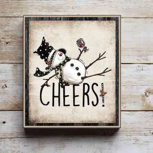 Wood Snowman block, snowman, sign, winter decor, snowman decor, Christmas decor, wine bar, tiered tray decor, cheers sign, new year