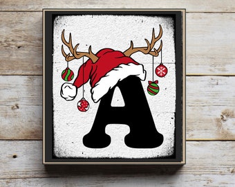 Christmas Monogram, Decor, christmas sign, gift, Initial, Tiered tray decor, Last name, personalized, christmas letters, alphabet, block