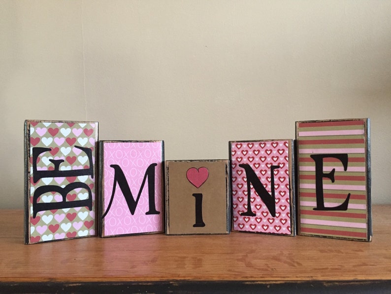 Valentine's Day Wood Be Mine blocks Wood valentines day Sign Valentine's day decor Seasonal Winter Home Decor fireplace mantel book image 1