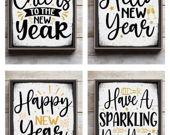 New Years decor, happy New Year sign, New Year tiered tray decor, mini new year signs, New Year’s Eve decor, mini block sign, 2024 decor