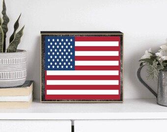 American Flag, 4th of July decor, Tiered tray decor, patriotic decor, USA, Independence Day United States flag, mini sign, Memorial Day