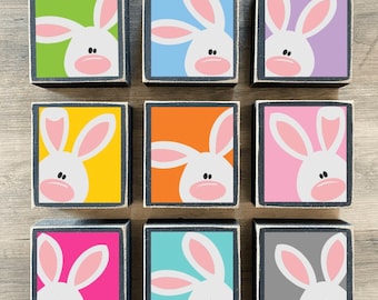 Easter Decor, Easter Tiered tray decor, mini Easter signs, Easter blocks, bunny sign, pastel bunny, Easter decoration, bunny decoration