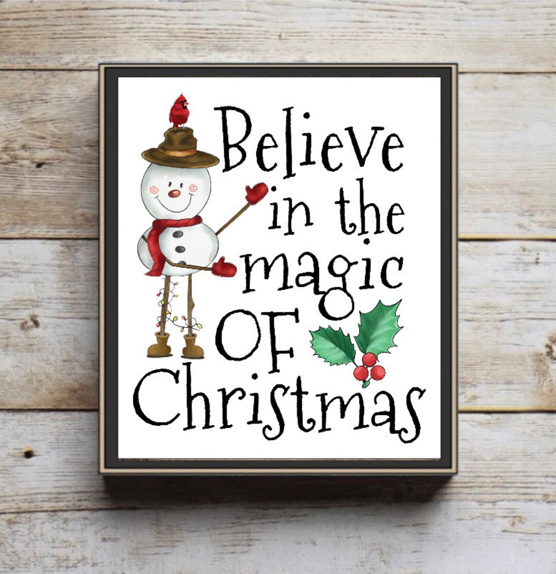 Wood Snowman Block, Believe in the Magic of Christmas Sign, Winter ...
