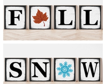 Reversible blocks, fall decor, Farmhouse decor, St Patricks Day Decor, Valentine's decor, Wood LOVE Blocks, Snow blocks, home blocks