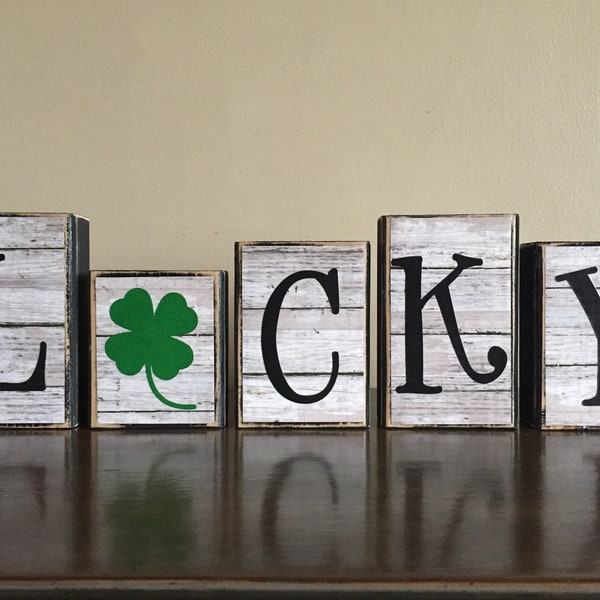 St. Patricks Day decor, Wood LUCKY Blocks, St Patricks Day Blocks, home decor, farmhouse decor, shamrock, Saint Patricks day decor