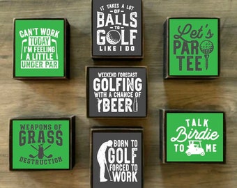 Golf decor, golf sign, Tiered tray decor, mini block sign, Father’s Day gift, shelf decor, basement decor, man cave decor