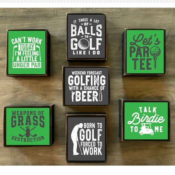 Golf decor, golf sign, Tiered tray decor, mini block sign, Father’s Day gift, shelf decor, basement decor, man cave decor