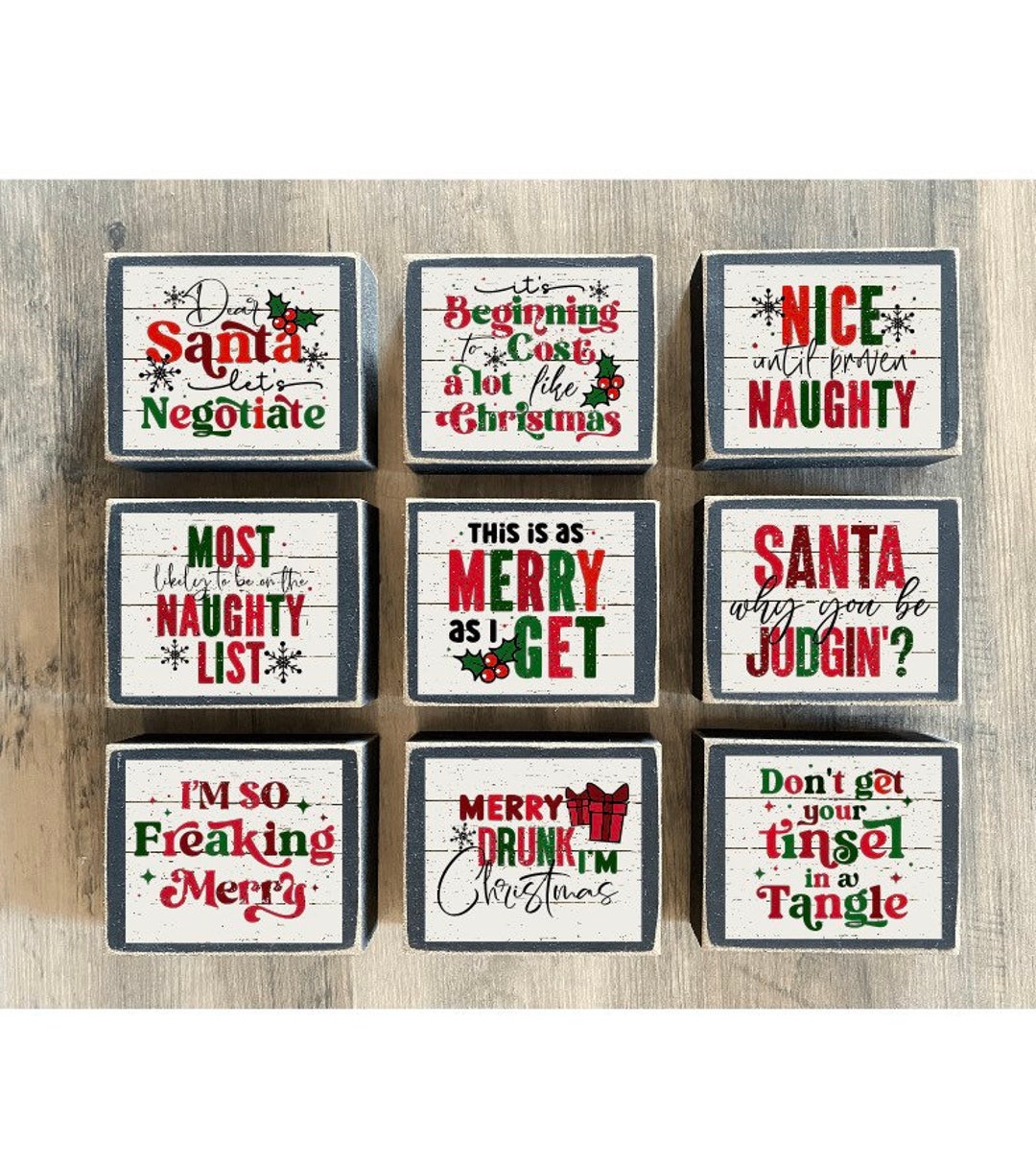 Funny Christmas Decor, Christmas Tiered Tray Decor, Mini Christmas