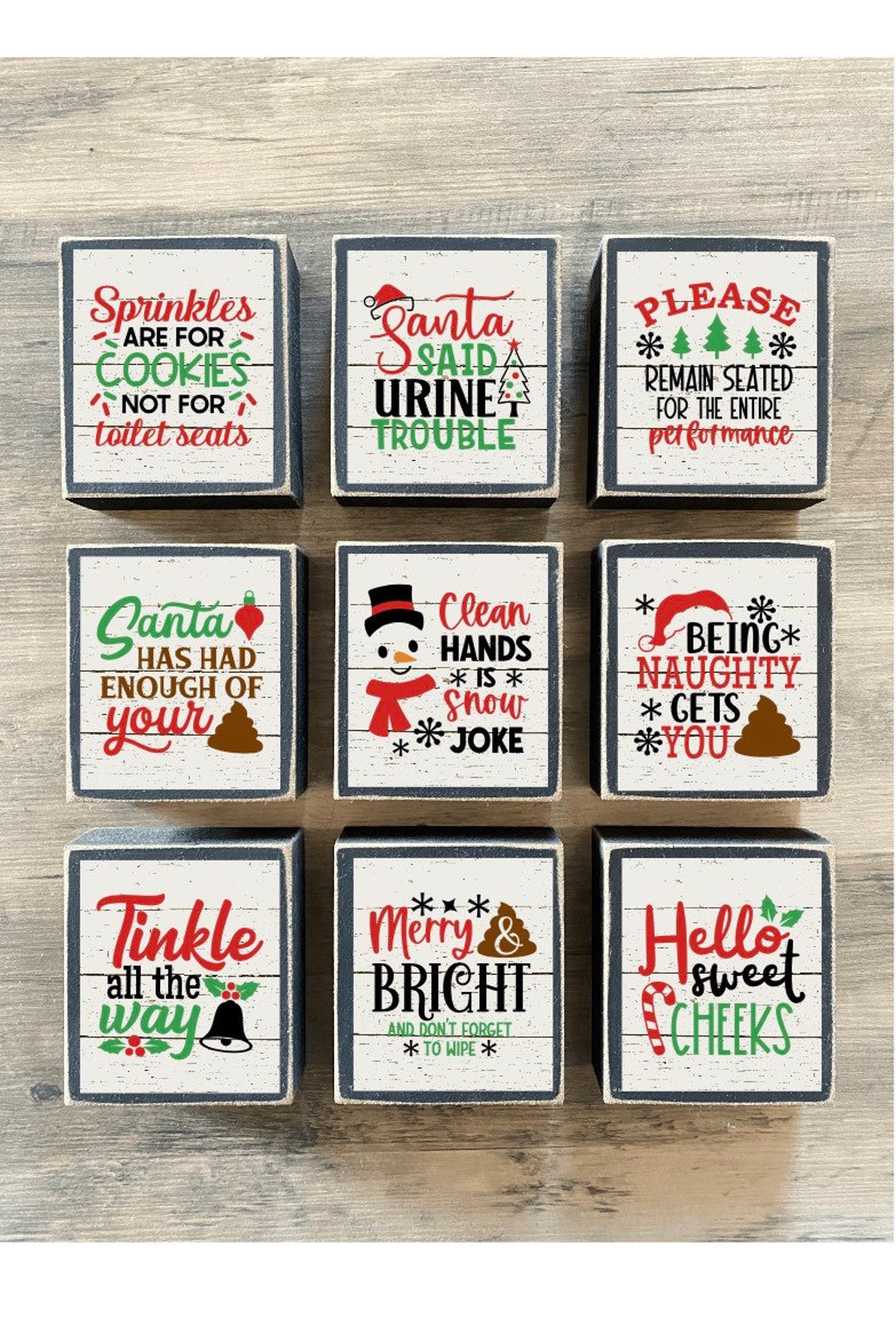 Funny Christmas Bathroom Decor, Christmas Tiered Tray Decor, Mini