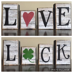Valentine's Day decor, Farmhouse decor, St Patricks Day Decor, Valentine's decor, Wood LOVE Blocks, Snowflake decor, wood St. Paricks decor