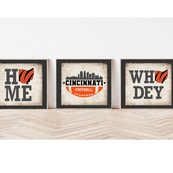 Cincinnati bengals decor, Fall decor, football sign, Tiered tray decor, mini signs, who dey football decor, bengals  sign, joe burrow, ohio