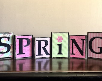 Wood Spring blocks, Easter decoration, Spring Decor, spring decoration, Easter Blocks - Easter Decor - Home Decor, spring mantel decor